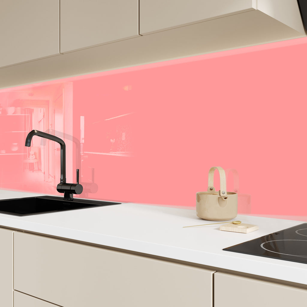Soft Pink - Tempered Glass Kitchen Backsplash-BacksplashArtworks