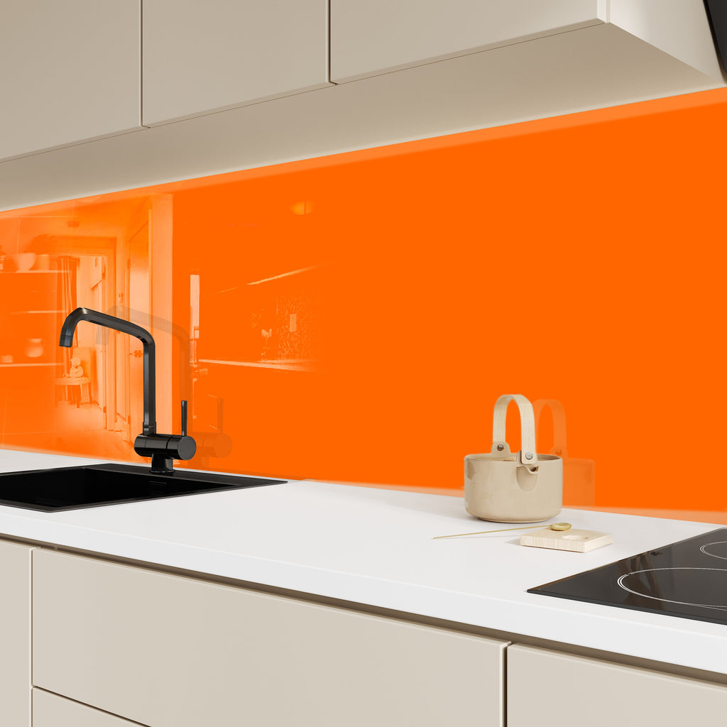 Orange - Tempered Glass Kitchen Backsplash-BacksplashArtworks