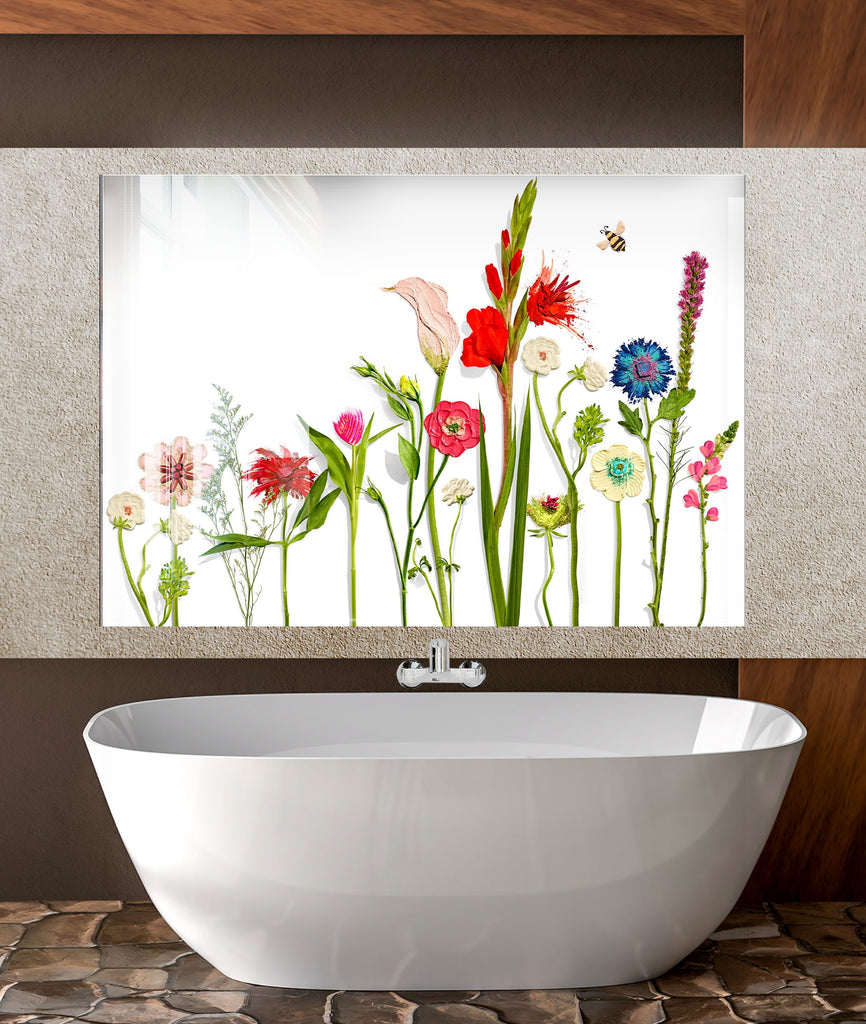 Botanical Floral Tempered Glass Backsplash-BacksplashArtworks
