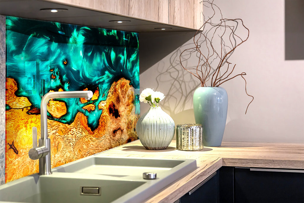 Abstract Tempered Glass Backsplash-BacksplashArtworks