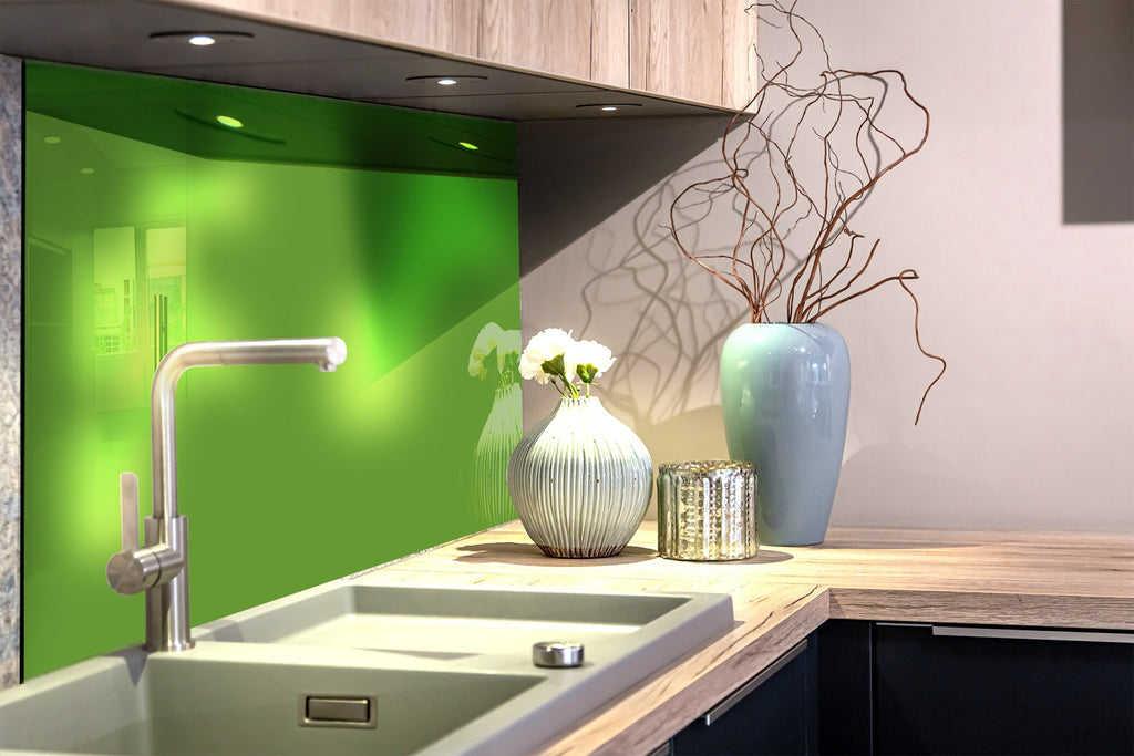 Avocado Green - Tempered Glass Kitchen Backsplash-BacksplashArtworks