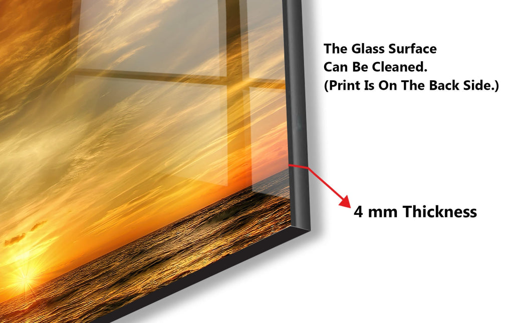 Golden Sunset Over Ocean – Tempered Glass Kitchen Backsplash-BacksplashArtworks