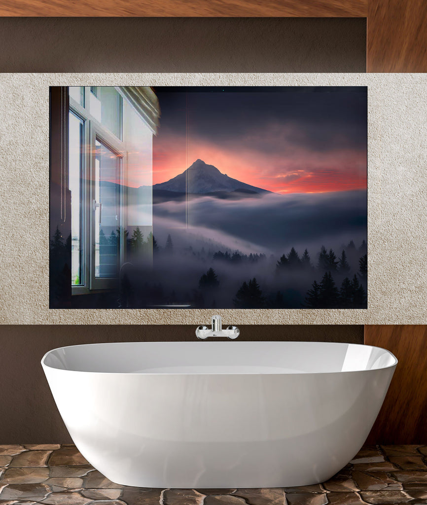 Misty Mountain Sunset – Glass Kitchen Backsplash-BacksplashArtworks