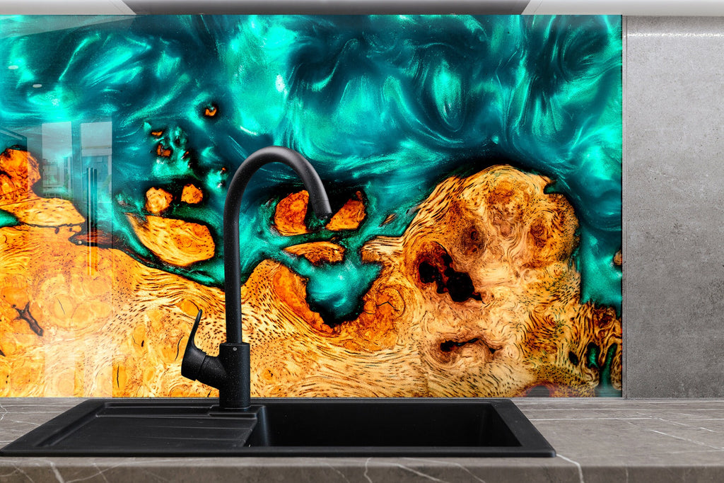 Abstract Tempered Glass Backsplash-BacksplashArtworks