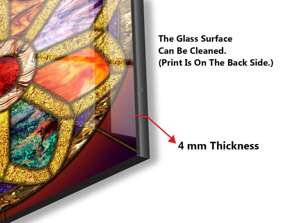 Stained Glass Rose Window - Glass Kitchen Backsplash-BacksplashArtworks