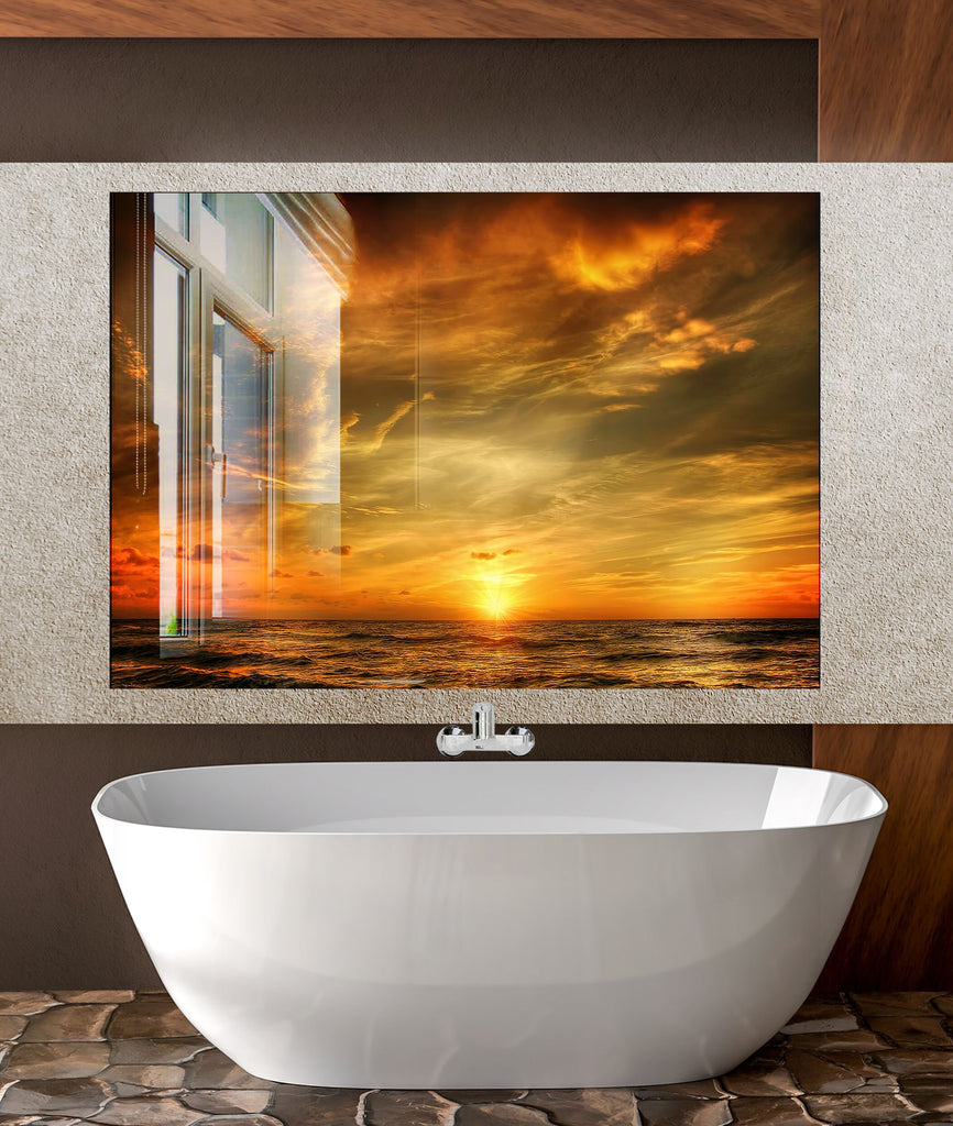 Golden Sunset Over Ocean – Tempered Glass Kitchen Backsplash-BacksplashArtworks