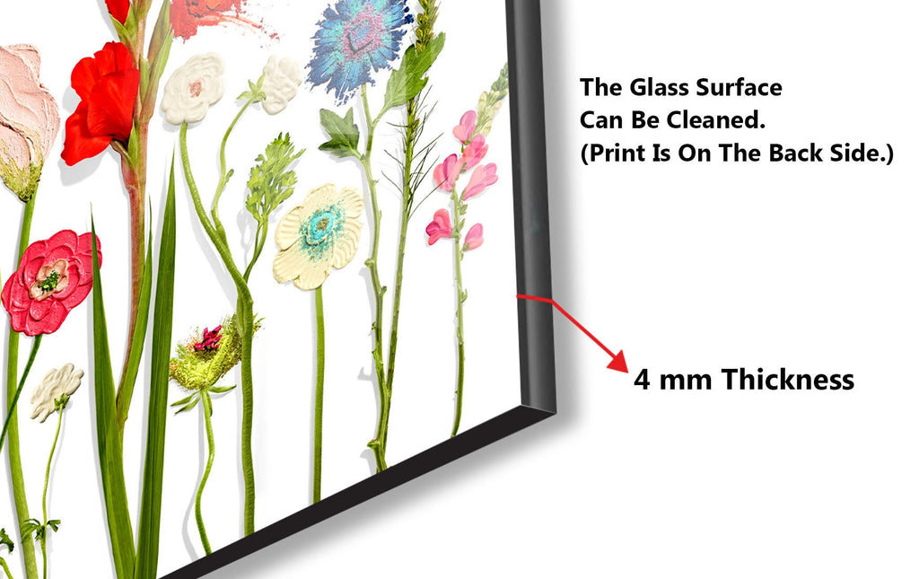 Botanical Floral Tempered Glass Backsplash-BacksplashArtworks
