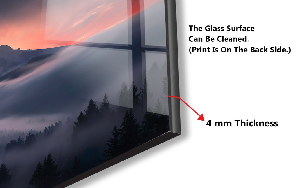 Misty Mountain Sunset – Glass Kitchen Backsplash-BacksplashArtworks