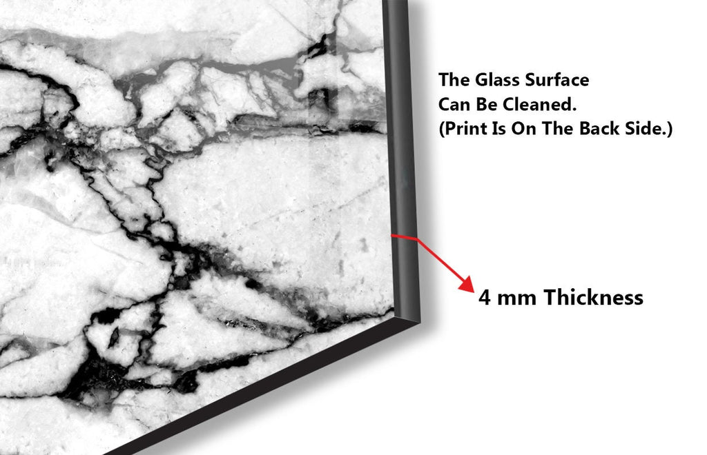 Black & White Marble - Glass Kitchen Backsplash-BacksplashArtworks