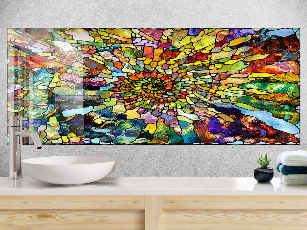 Abstract Tempered Glass Backsplash-BacksplashArtworks