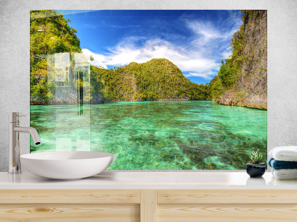 Tropical Lagoon View Wall Art – Glass Backsplash-BacksplashArtworks