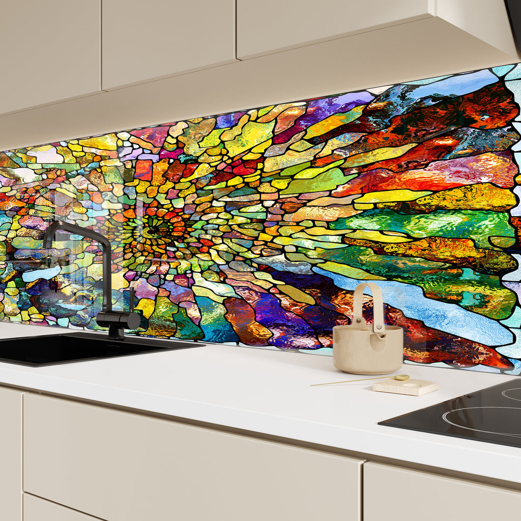 Abstract Tempered Glass Backsplash-BacksplashArtworks