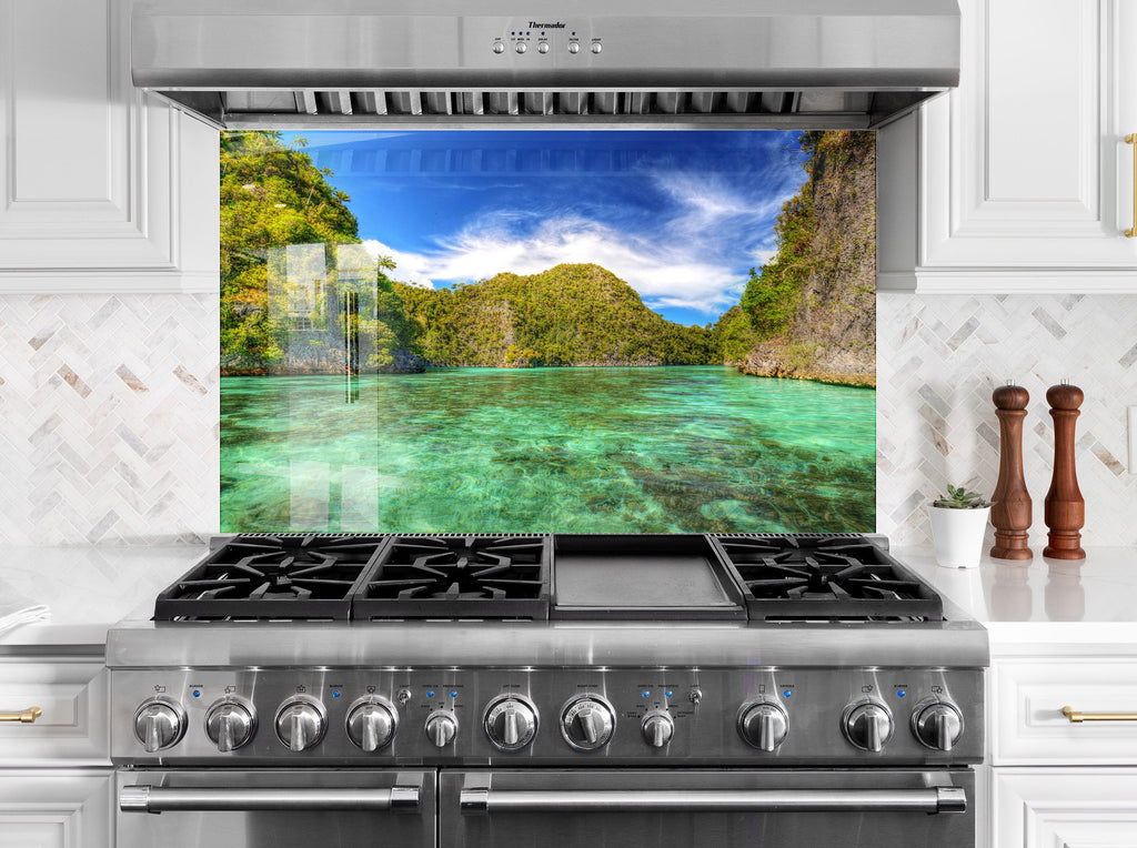 Tropical Lagoon View Wall Art – Glass Backsplash-BacksplashArtworks