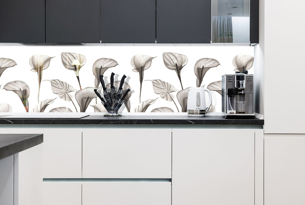 Botanical Floral Tempered Glass Backsplash-BacksplashArtworks