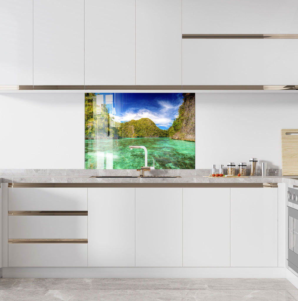 Tropical Lagoon View Wall Art – Glass Backsplash-BacksplashArtworks