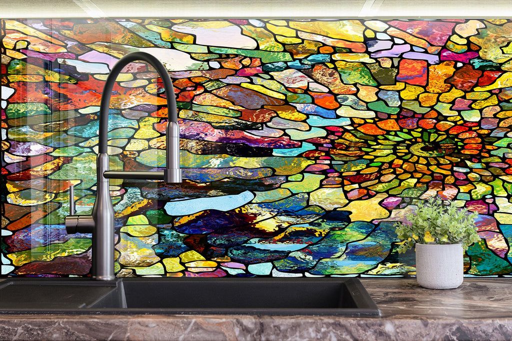 Abstract Tempered Glass Backsplash-BacksplashArtworks