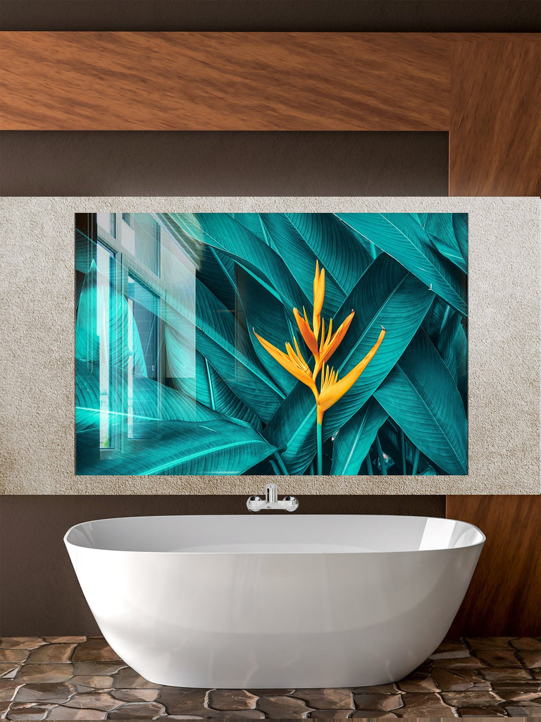 Botanical Floral Tempered Glass Backsplash-BacksplashArtworks