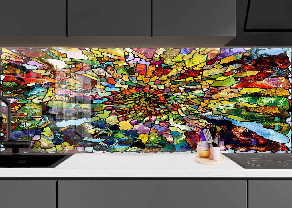 Abstract Tempered Glass Backsplash-BacksplashArtworks