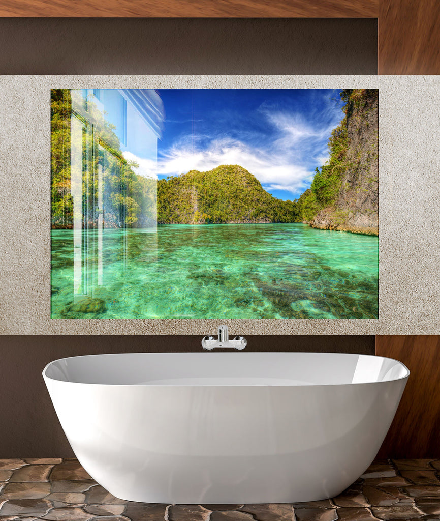Tropical Lagoon View Wall Art – Glass Backsplash-BacksplashArtworks