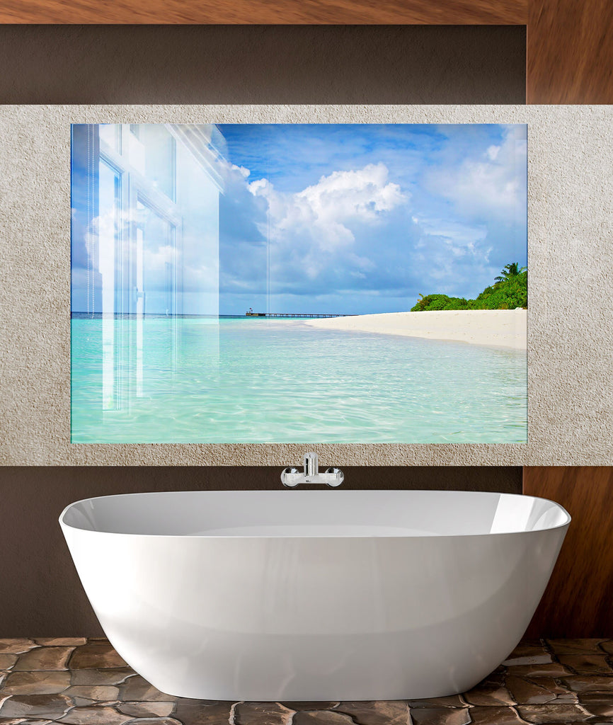 Tropical Beach Paradise Wall Art – Tempered Glass Kitchen Backsplash-BacksplashArtworks