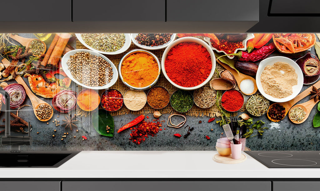 Exotic Spice Market - Glass Kitchen Backsplash-BacksplashArtworks