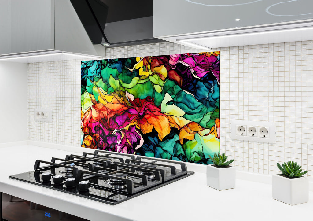 Modern Artistic Design - Glass Kitchen Backsplash-BacksplashArtworks