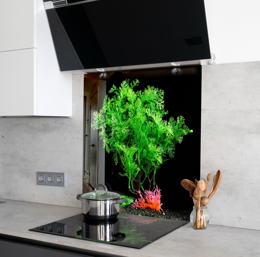 Botanical Floral Tempered Glass Backsplash-BacksplashArtworks