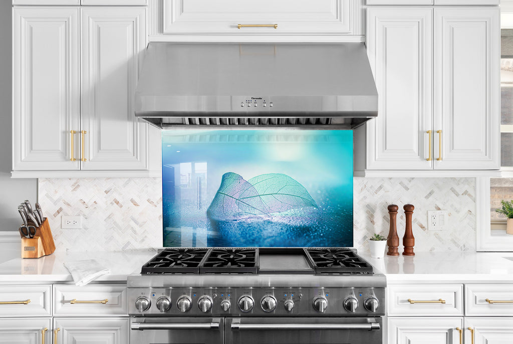 Botanical Floral Tempered Glass Backsplash-BacksplashArtworks