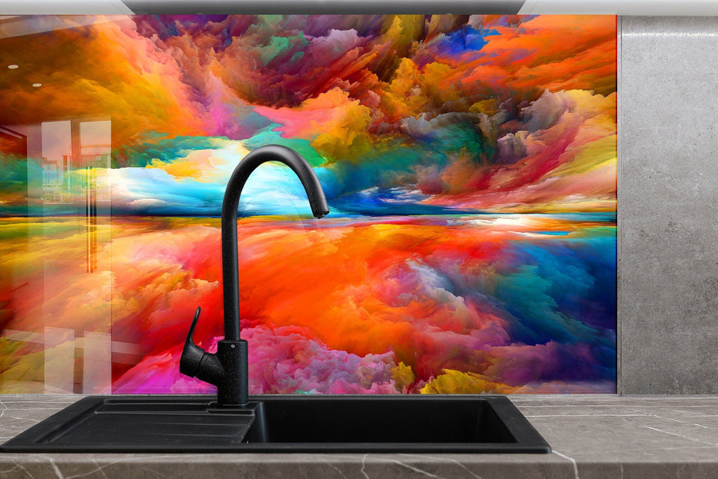 Abstract Tempered Glass Backsplash-BacksplashArtworks