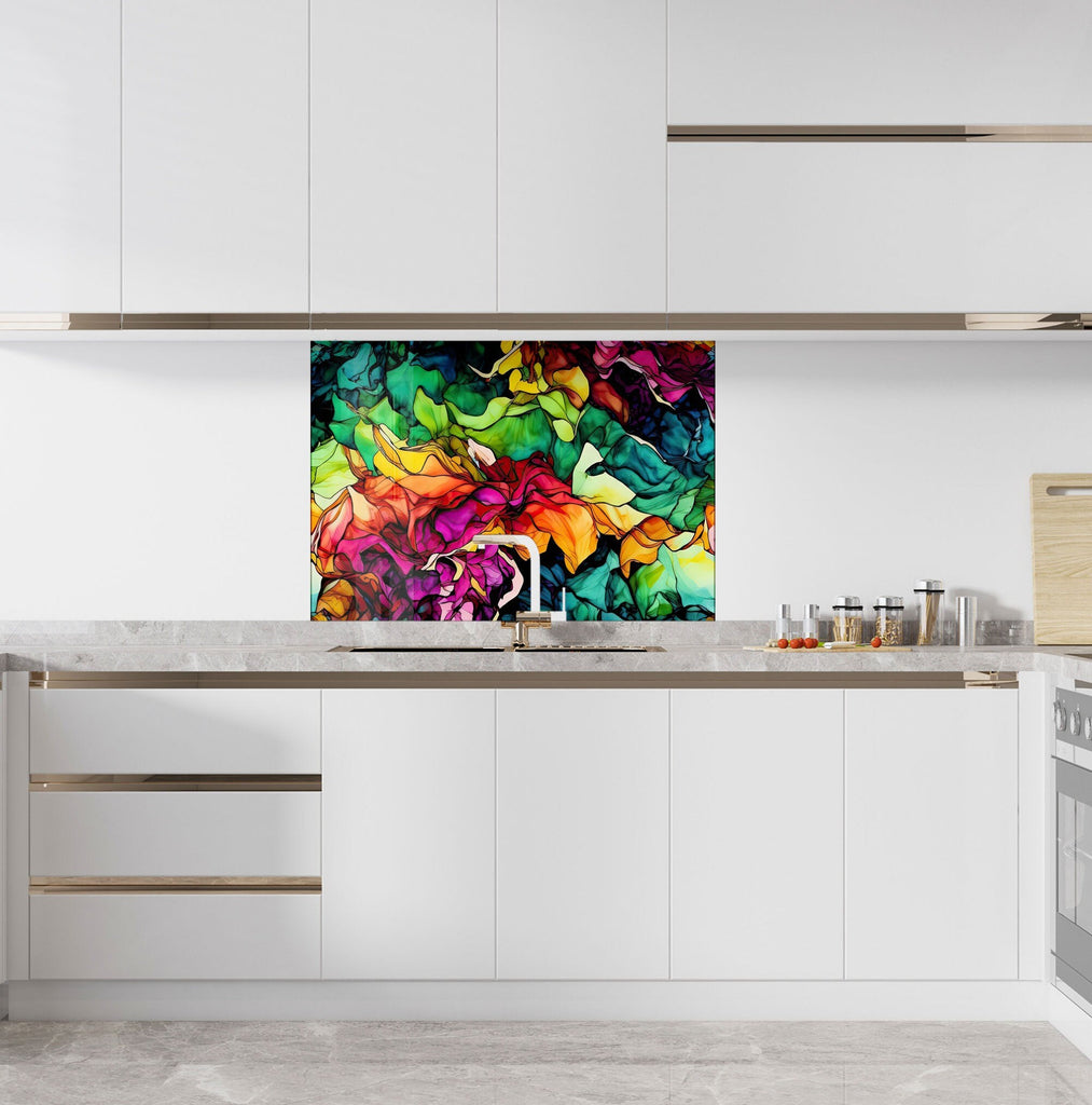 Modern Artistic Design - Glass Kitchen Backsplash-BacksplashArtworks