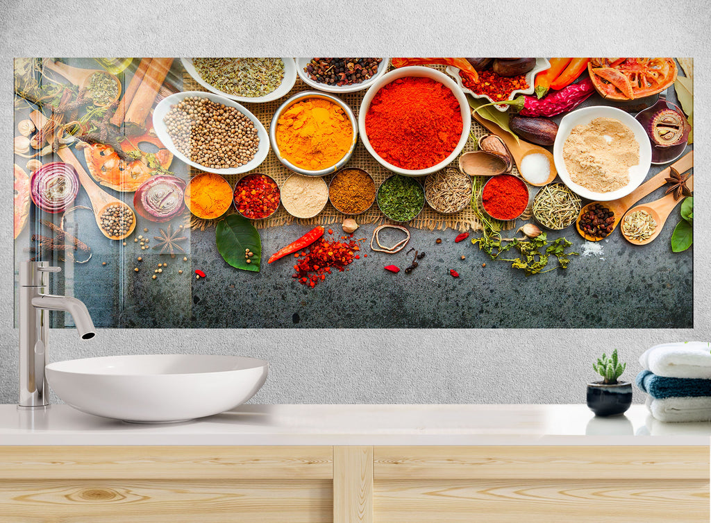 Exotic Spice Market - Glass Kitchen Backsplash-BacksplashArtworks