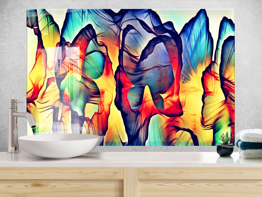 Abstract Skull Art - Glass Kitchen Backsplash-BacksplashArtworks