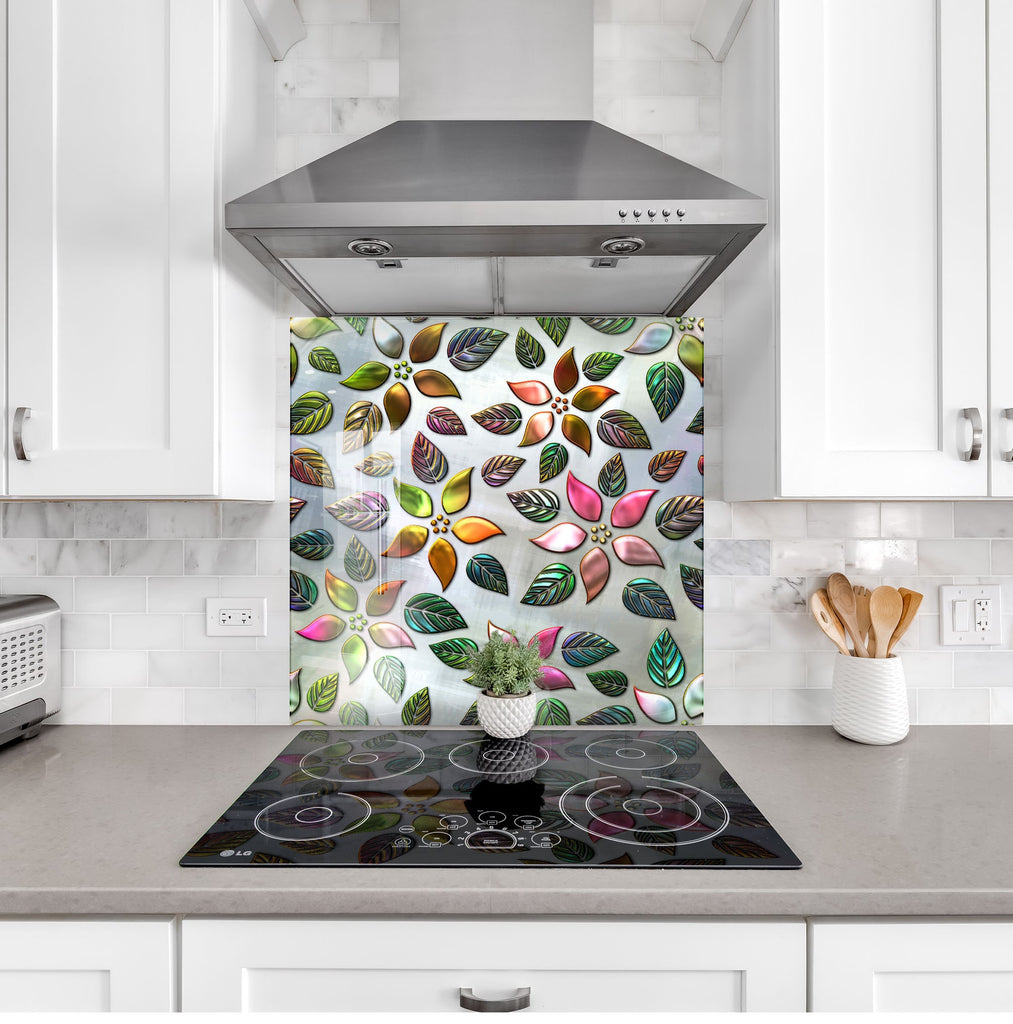 Leafs Tempered Glass Backsplash-BacksplashArtworks