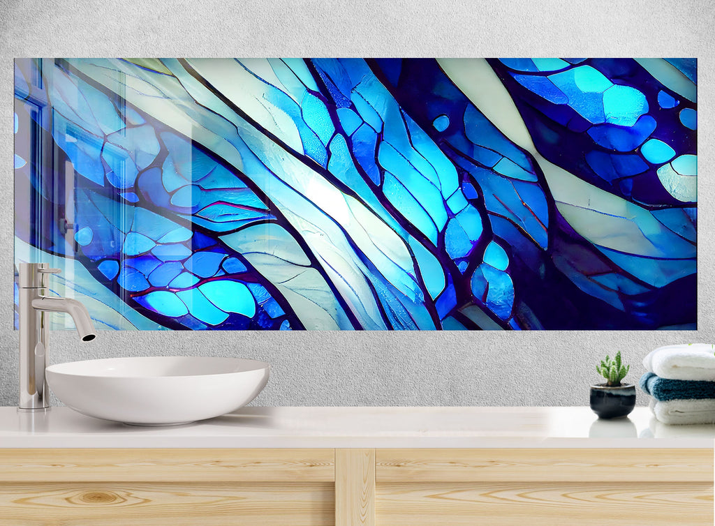 Ocean Wave Stained Wall Art - Glass Kitchen Backsplash-BacksplashArtworks