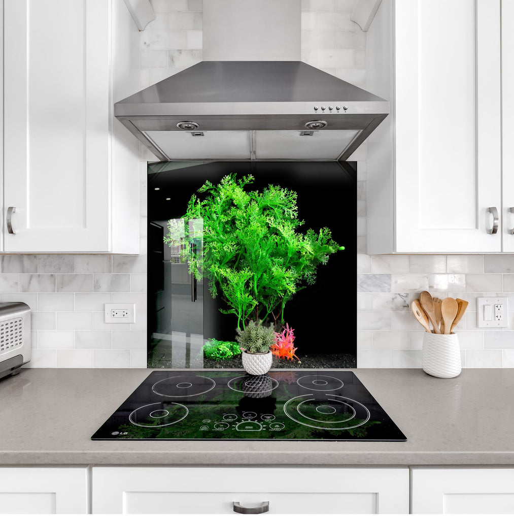 Botanical Floral Tempered Glass Backsplash-BacksplashArtworks