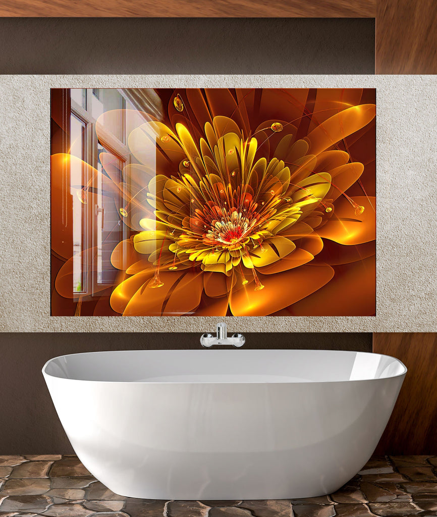 Botanical Floral Tempered Glass Backsplash-BacksplashArtworks