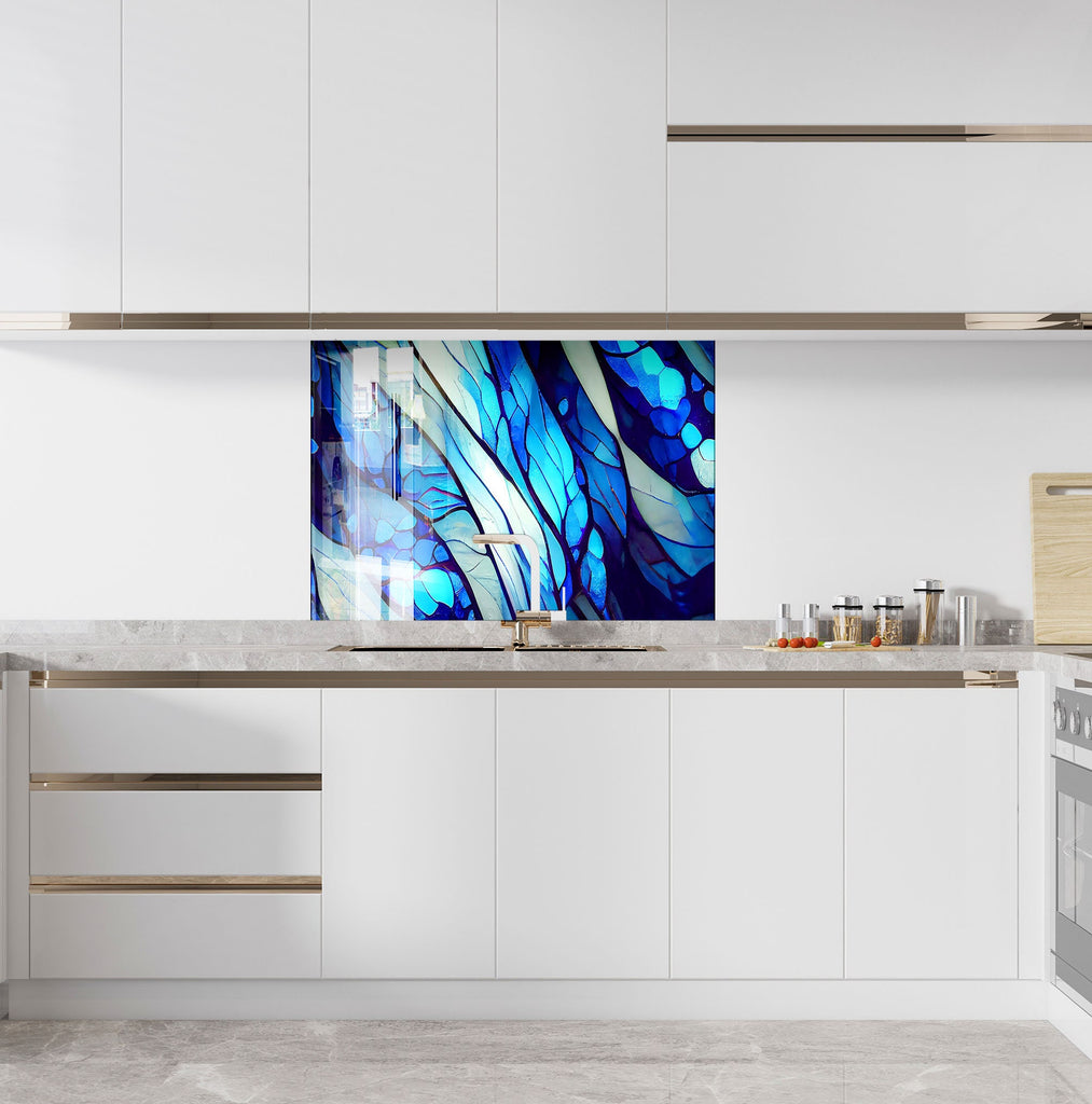 Ocean Wave Stained Wall Art - Glass Kitchen Backsplash-BacksplashArtworks