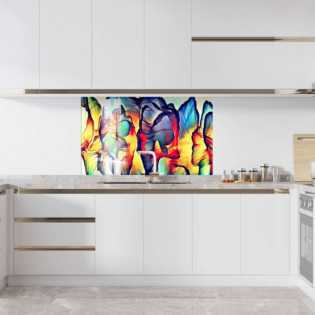 Abstract Skull Art - Glass Kitchen Backsplash-BacksplashArtworks