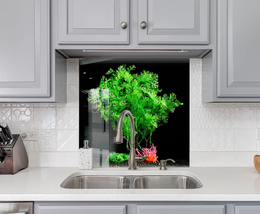 Botanical Floral Tempered Glass Backsplash-BacksplashArtworks