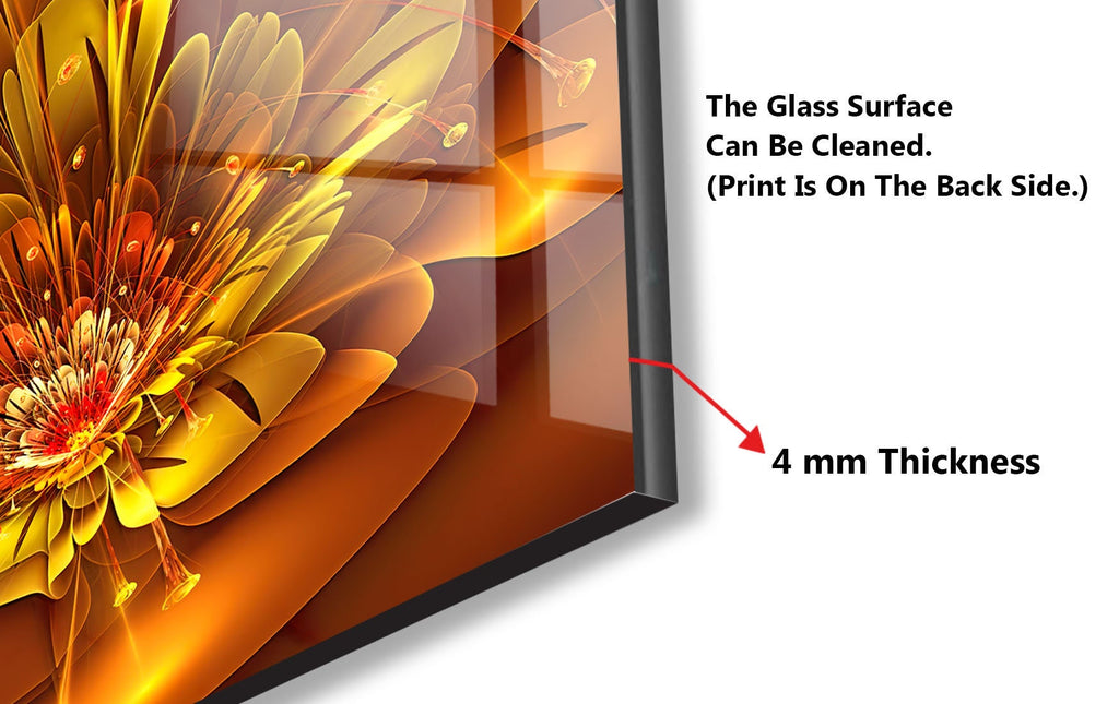 Botanical Floral Tempered Glass Backsplash-BacksplashArtworks