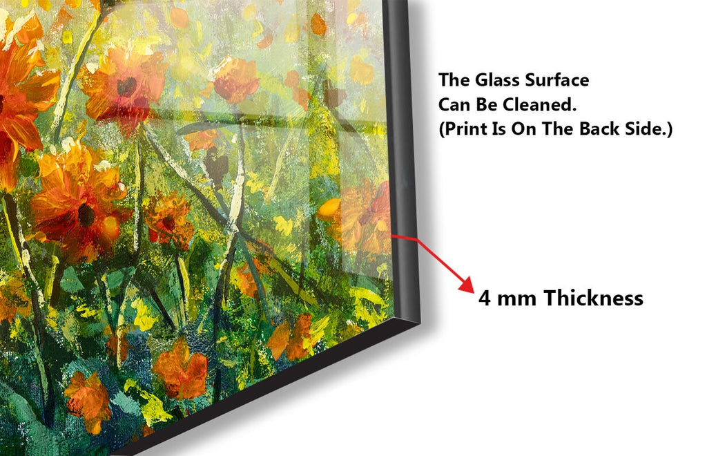 Botanical Floral Tempered Glass Backsplash-BacksplashArtworks