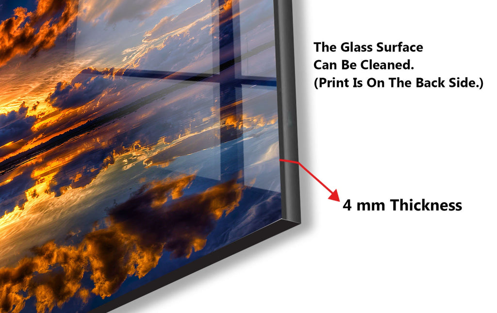 Golden Sunset Reflection – Tempered Glass Kitchen Backsplash-BacksplashArtworks