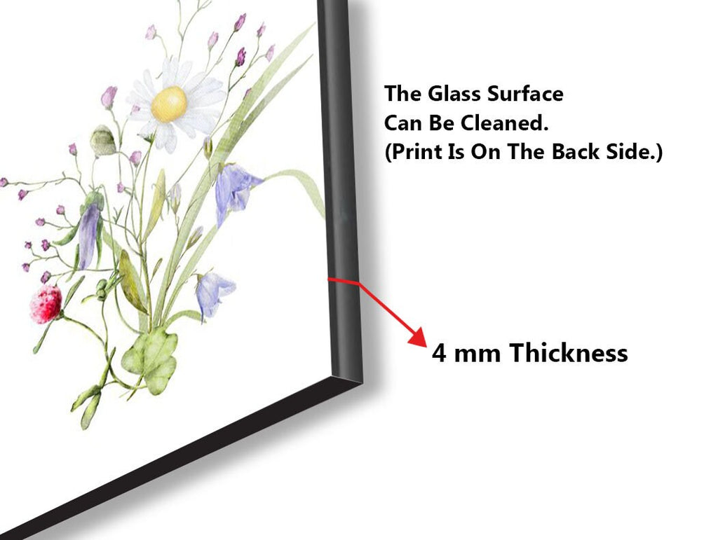 Colorful Flowers Tempered Glass Backsplash-BacksplashArtworks