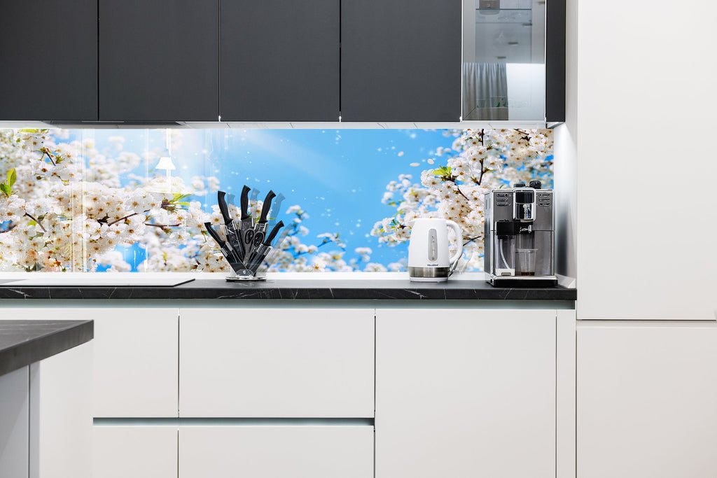 Botanical Floral Tempered Glass Backsplash-BacksplashArtworks