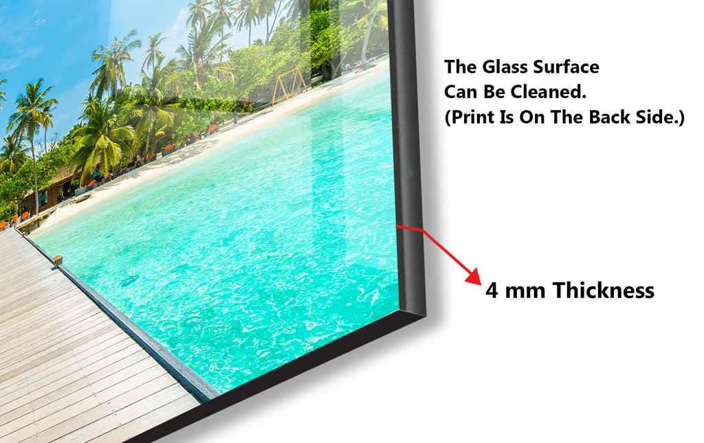 Tropical Paradise Pier View Wall Art – Glass Backsplash-BacksplashArtworks