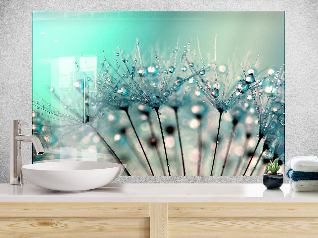Botanical Floral Tempered Glass Backsplash-BacksplashArtworks