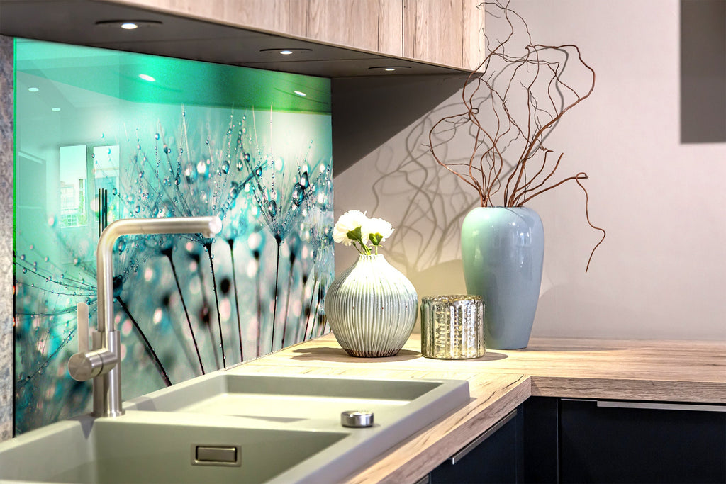 Botanical Floral Tempered Glass Backsplash-BacksplashArtworks