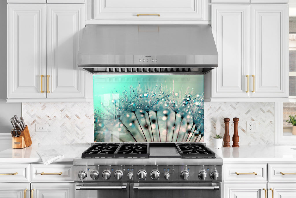 Botanical Floral Tempered Glass Backsplash-BacksplashArtworks