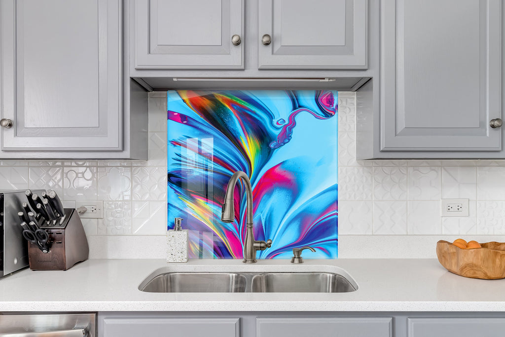 Abstract Tempered Glass Backsplash-BacksplashArtworks