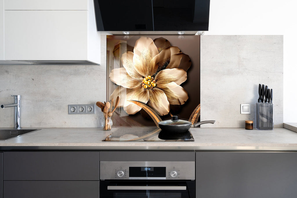 White Flower Tempered Glass Backsplash-BacksplashArtworks